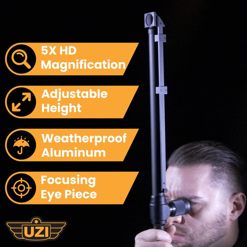 Uzi Expandable Tactical Professional Periscope Adjustable 20" to 27", Weatherproof Aluminum Spy Periscope for Adults, Kids, Hunting, Hiking, Surveillance, 5X HD Magnification, Black - Image 2